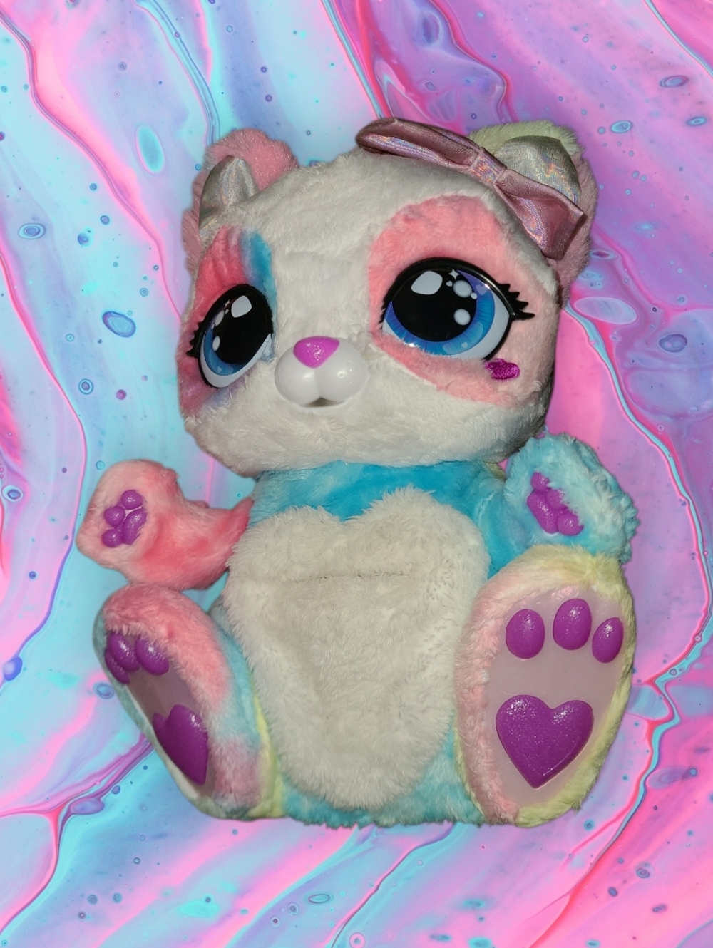Peek-a-Roo interactive rainbow panda & baby toy